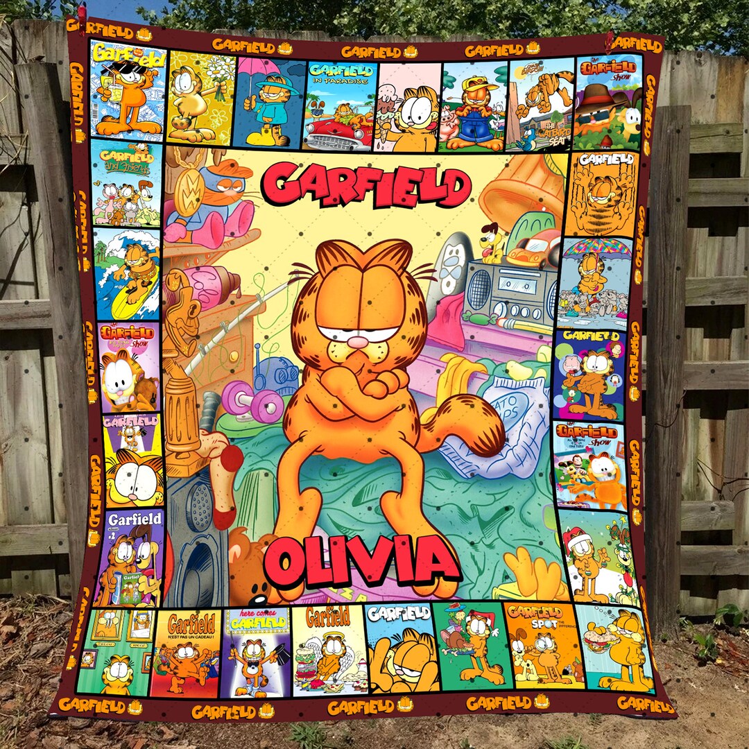 Custom Garfield Quilt Blanket Personalized Garfield Quilt Etsy