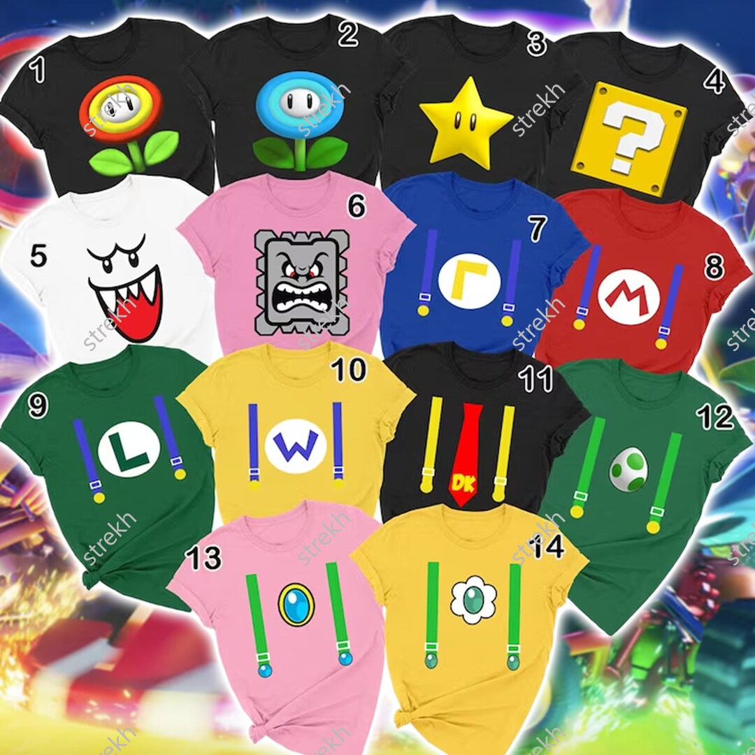 Mario Bros Family Shirt Custom Character Super Mario Tshirt Etsy