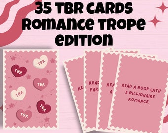 TBR cards, To be read prompts, romance trope edition Tbr cards, Death by tbr, TBR game, Reader gift, TBR jar alternative,, to be read cards