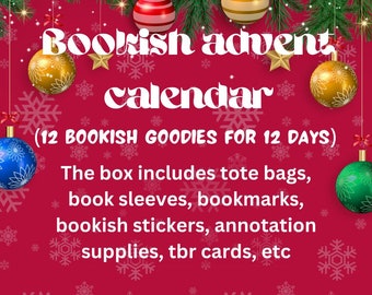 Caja de calendario de adviento bookish, calendario de adviento de 12 días, regalo de Navidad, calendario de adviento de fantasía, regalo para los amantes de los libros, caja de regalo de Navidad bookish