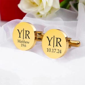 Metal Cufflinks - Engraved Box Optional, Custom Wedding Day Cuff links for Groom Dad Father of the Bride, Groomsmen Gifts, Gift for Husband