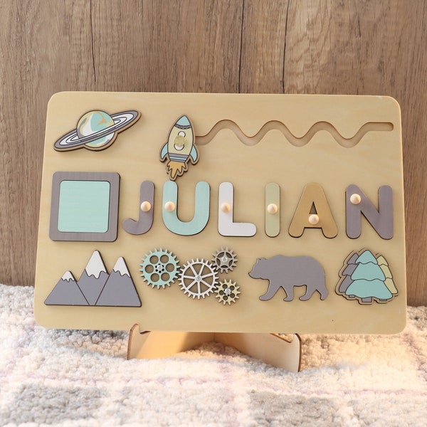 Baby Name Puzzles, Custom Toddler Busy Board, Wooden Montessori Toys, Keepsakes,Personalized Kids Name Puzzle, Christmas Gift, Birthday Gift