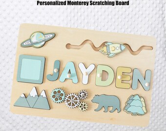 Custom Wood  Montessori Name Puzzle for Toddler Puzzle | First Birthday Gift for Baby Boy Baby Girl | Wooden Toys | Custom Gift for Kids