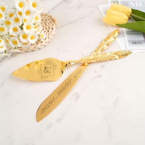Custom Wedding Cake Serving Set, Engraved Cake Cutter Cutting Set, Wedding Gifts, Wedding Ceremony Dessert Silverware, Anniversary Gift