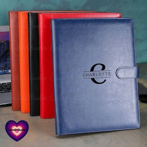 Personalized A4 Refillable Portfolio, Custom Portfolio With Zipper, Personalized Padfolio, Custom Leather Portfolio, Business Gift, Phd Gift
