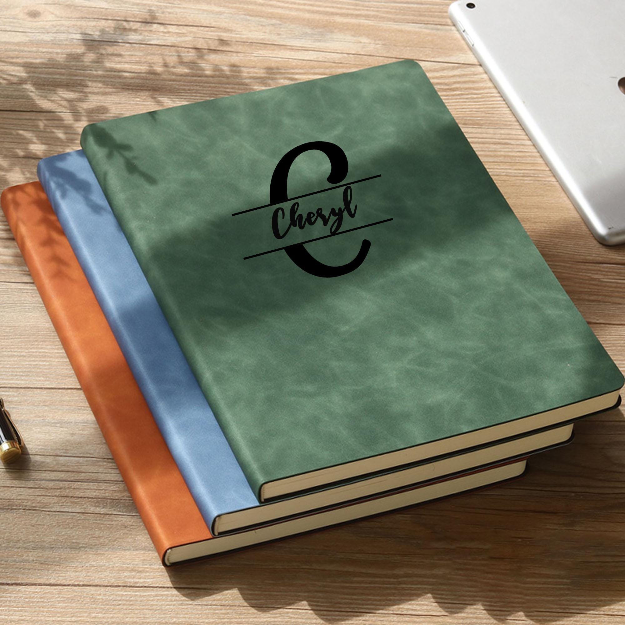 Monogrammed Leather Notebook, Personalized Engraved Journal, Custom A5 ...