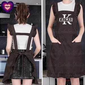 Personalized Ruffled Apron, Custom Letter Monogram Apron, Gift For Her,Gift For Mom, Ruffled Apron, Aprons For Women,Posh Fashion Lace Apron