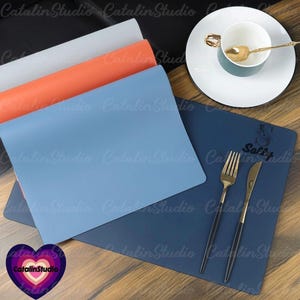 Leather Placemats, Rectangular Place Mats for Dinning Table, Bar Restaurant Table Mats, Personalized Table Placemat, Custom Dining Table Mat