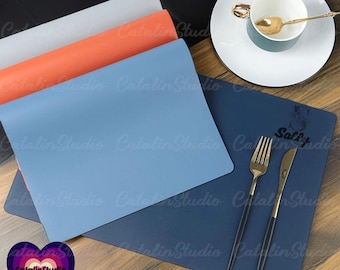Leather Placemats, Rectangular Place Mats for Dinning Table, Bar Restaurant Table Mats, Personalized Table Placemat, Custom Dining Table Mat