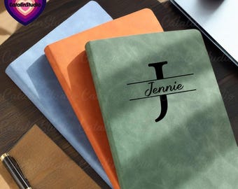 Monogrammed Leather Notebook, Personalized Engraved Journal, Custom A5 B5 Notebook Cover, Leather Sketchbook, Birthday Gift, Christmas Gift
