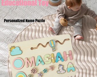 7 Kinds of Solid Wood Puzzle | Personalized Name Baby Gift | Nursery Decor | First Christmas Gift | Wooden Toys | 1st Birthday Gift