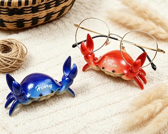 Porte-lunettes personnalisé crabe, Porte-lunettes animal mignon, Décoration de bureau amusante, Support à lunettes animal, Décoration compacte pour rangement de lunettes