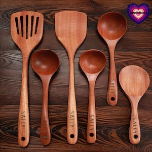 Olive Wood Utensil Set, Personalized Utensils, Engraved Olive Wood Utensil Set, Personalized Utensils, Engraved