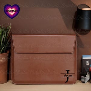 Personalized Laptop Sleeve, Envelope Sleeve, Monogrammed Gifts Her, MacBook Pro / Air 11&quot; 13&quot; 15&quot; Leather Laptop Sleeve, Leather Laptop Bag