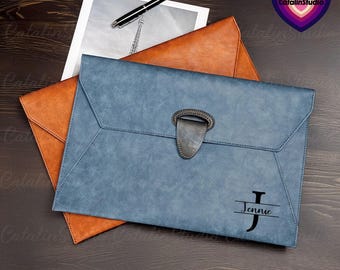 Personalisierter Dokumentenhalter A4, Dokumentenhalter aus Leder mit Initialen, Dokumentenordner