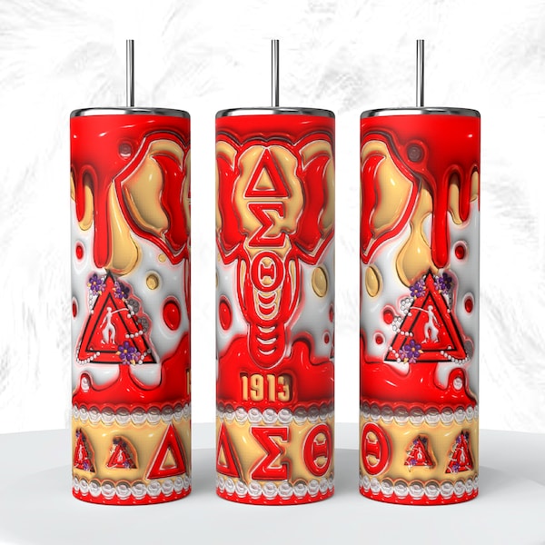 3D fraternty sororty Tumbler Wrap png, 3D Inflated sororty group Tumbler Design, Delta Sigma Th Sorority Fraternty Tumbler Aka | 20oz 300Dpi