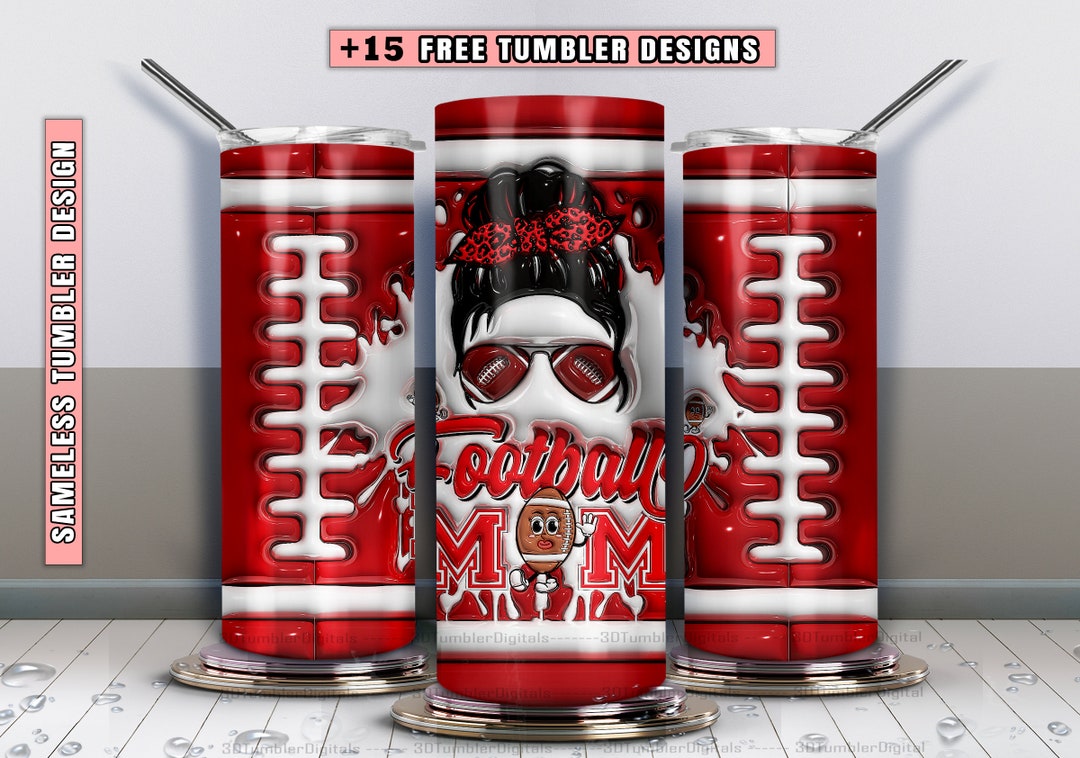 Football Mom Tumbler Wrap 3D Inflated Football Tumbler Wrap Etsy