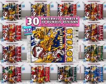 3D uppblåst 30 basebollmuggslinda | Amerikansk basebollmuggslinda design | Basebollmuggslinda | Digital basebollmugg | 20oz 300DPI
