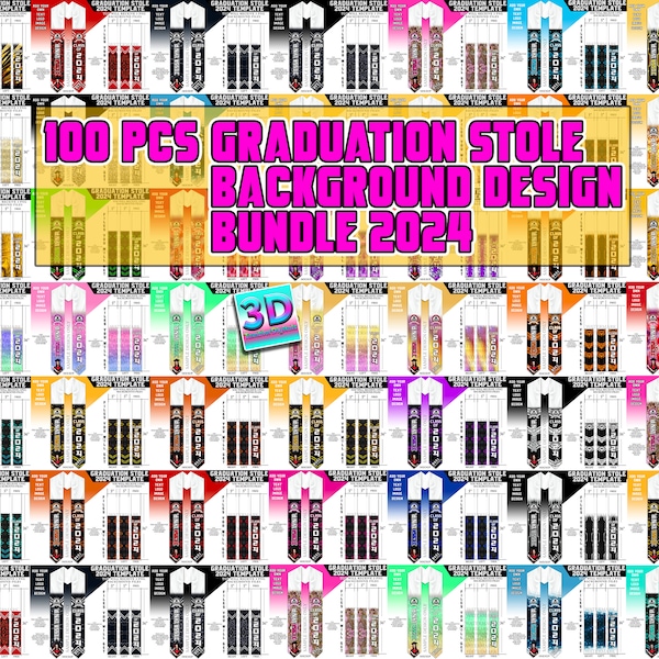 2024 100+pcs Graduation stole template designs, graduation stole designs template, graduation stole, class of 2024 Graduation Stole Template