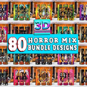 80 Halloween Tumbler Wrap, Halloween Horror Tumbler wrap, Horror Movie Tumbler Wrap, horreur numérique, Halloween cartoon Digital wrap, 300Dpi