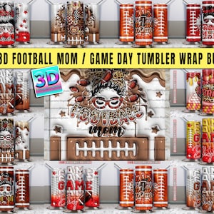 10 Football Mom Tumbler Wrap | 3D Inflated Football Tumbler wrap Design | Football mom Tumbler Wrap | Football Tumbler Digital | 20oz 300Dpi