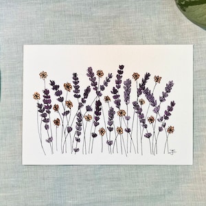 Handgemaltes Original Aquarell "Blumenwiese Lavendel" - Einzelstück, Unikat, kein Druck - einzigartiges Geschenk