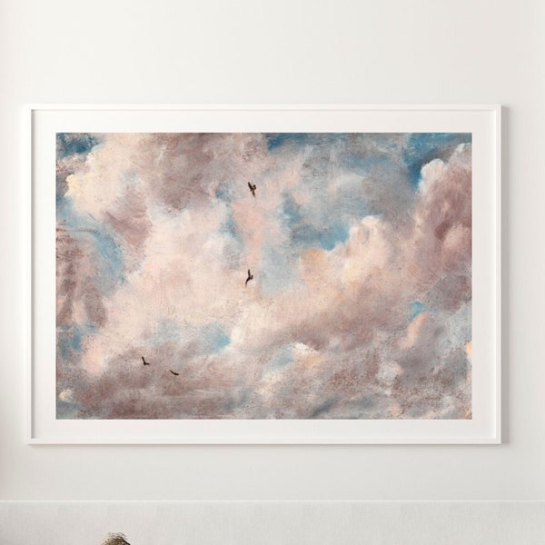 Cloud Wall Art, Vintage Oil Painting, Cloud Prints, Aesthetic Clouds Painting, Above Bed Decor,Sky Poster, Cottage Decor, Printable Wall Art