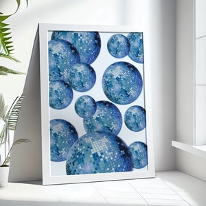 Funky Disco Ball Poster, Trendy Mirrorball Printable, Disco Ball Wall Art,  Dorm Decor, Groovy Poster Bar Cart Art , Maximalist Decor