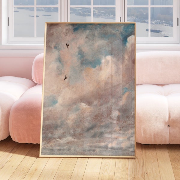 Cloud Wall Art, Vintage Oil Painting, Cloud Prints, Aesthetic Clouds Painting, Above Bed Decor,Sky Poster, Cottage Decor, Printable Wall Art