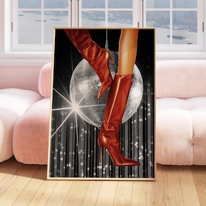 Red Boots Print, Fashion Magazine Cover Print, Trendy Print, Feminist Wall Art, Retro Fashion Print, Vintage Poster, Preppy Room Decor
