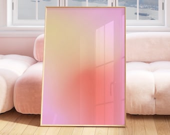 Aura Poster, Pink Peach Wall Art, Aesthetic Apartment Decor, Aura Poster, Gradient Aura Print, Orange Pink Print, Spiritual Poster Self Care