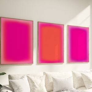 Pastel Pink Aura Gradient Posters, Set of 3 Prints,, Preppy Room Decor, Pastel Large Wall Art, Aura Posters, Spiritual Manifestation Print