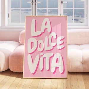 Dolce Vita Print, PRINTABLE Wall Art, Pink Decor, Italian Phrase, Trendy Wall Art, Ciao quote print typography, Italian saying, italy print