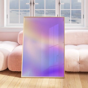Posters met kleurovergang paarse aura, print roze aura, preppy kamerdecor, pastel muurkunst, zelfzorg poster, print spirituele manifestatie, zenprint