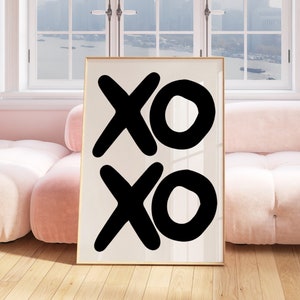 XOXO print, XO Print, Black White preppy wall art, Valentines Day Decor, Printable Love Gift, Trendy poster, Girly room decor,typography art