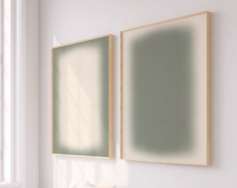 Sage Green Aura set of 2 Prints, Green Abstract wall art, Positive Aura Poster, Gradient Aura Print, Spiritual Poster,Blur Gradient Wall art