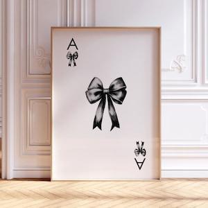 Zwarte strik print, schoppenaas print, speelkaart poster, trendy retro kunst, bar kar decor, esthetisch decor, moderne Home Gallery kunst aan de muur