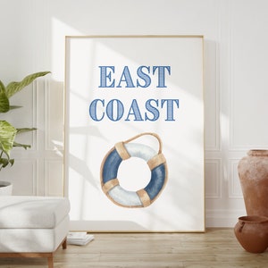 East Coast Print, Coastal Cowgirl Decor, Coastal Wall Art, Blue Text Poster, Digital Print, Coastal Cowgirl Aesthetic, Trendy Printable Art