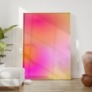 Pink Orange Aura Wall Art, Blur Gradient Print, Pink Glow, Spiritual Poster, Positive Self Care Art, Aura Energy, Dreamy Aura Gradient, Aura Energy, Mental Health Poster
