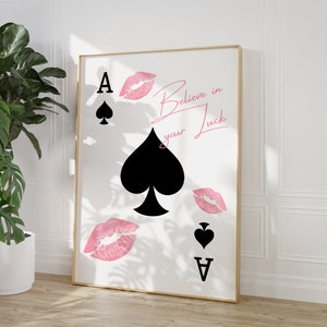 Arte da parete retrò alla moda, poster Lucky You, stampa estetica alla moda, credi nella tua fortuna Poster funky stampa retrò arte da parete preppy stampabile