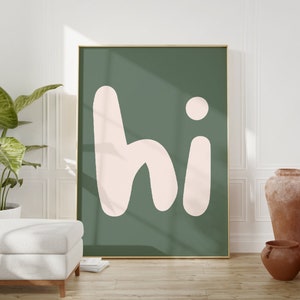 Hallo Print, Sage Green Wandkunst, Hallo Wandkunst, Hallo Poster, druckbare Wandkunst, Typografie, Spaß Willkommen Wandkunst, modernes minimalistisches Plakat