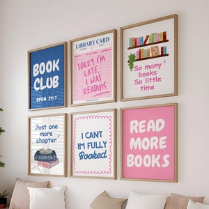 Stampa del club del libro, stampa regalo per gli amanti dei libri, poster dell'angolo di lettura alla moda, arredamento del club del libro carino, arte della parete degli amanti dei libri, arte dei libri estetici retrò
