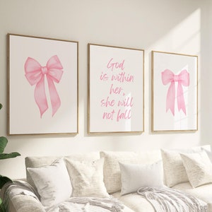 Modern Christian Art Christian Wall Art Scripture Wall Art Pink Wall Art Bible Verse Wall Art Coquette Christian Pink Bows Digital Download