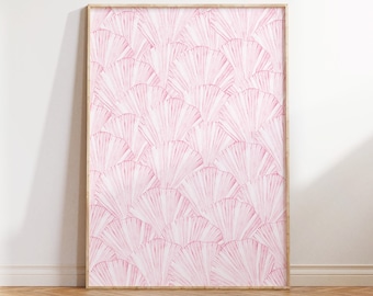 Seashell Print, Coastal Cowgirl Printable Poster, Pink Vintage Coastal Granddaughter Aesthetic, Beach House Decor, College Girls Dorm Room