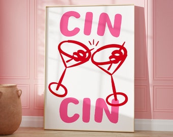 Impresión de Cin Cin Martini: Arte retro para carrito de cócteles (descarga digital)