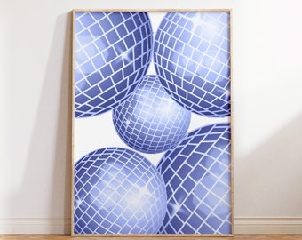 Marineblaue Wandkunst Disco Wandkunst trendiges Preppy Poster College Studentenwohnheim Zimmerdekor dunkelblau ästhetische Wandkunst Yk2 Print Disco Ball Wandkunst