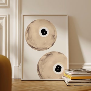Lucky 8 Ball Wall Art, Vintage Pool Ball Print, Beige Pool Ball Poster, Retro Hand Drawn Bar Cart Decor, Trendy Printable Digital Print