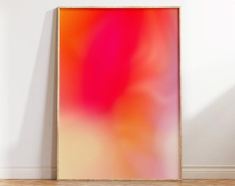 Red Aura Wall Art, Red Orange Blur Gradient Print, Spiritual Poster, Positive Self Care Art, Red Aura Energy, Dreamy Sunrise Aura Gradient