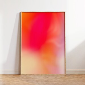 Red Aura Wandkunst, Rot Orange Blur Farbverlaufsdruck, spirituelles Poster, Positive Self Care Art, Rote Aura Energie, Verträumter Sunrise Aura Farbverlauf