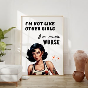 Retro Woman Print, Funny Quote Printable Wall Art, Trendy Vintage Housewife Poster, aesthetic apartment decor, eclectic digital download